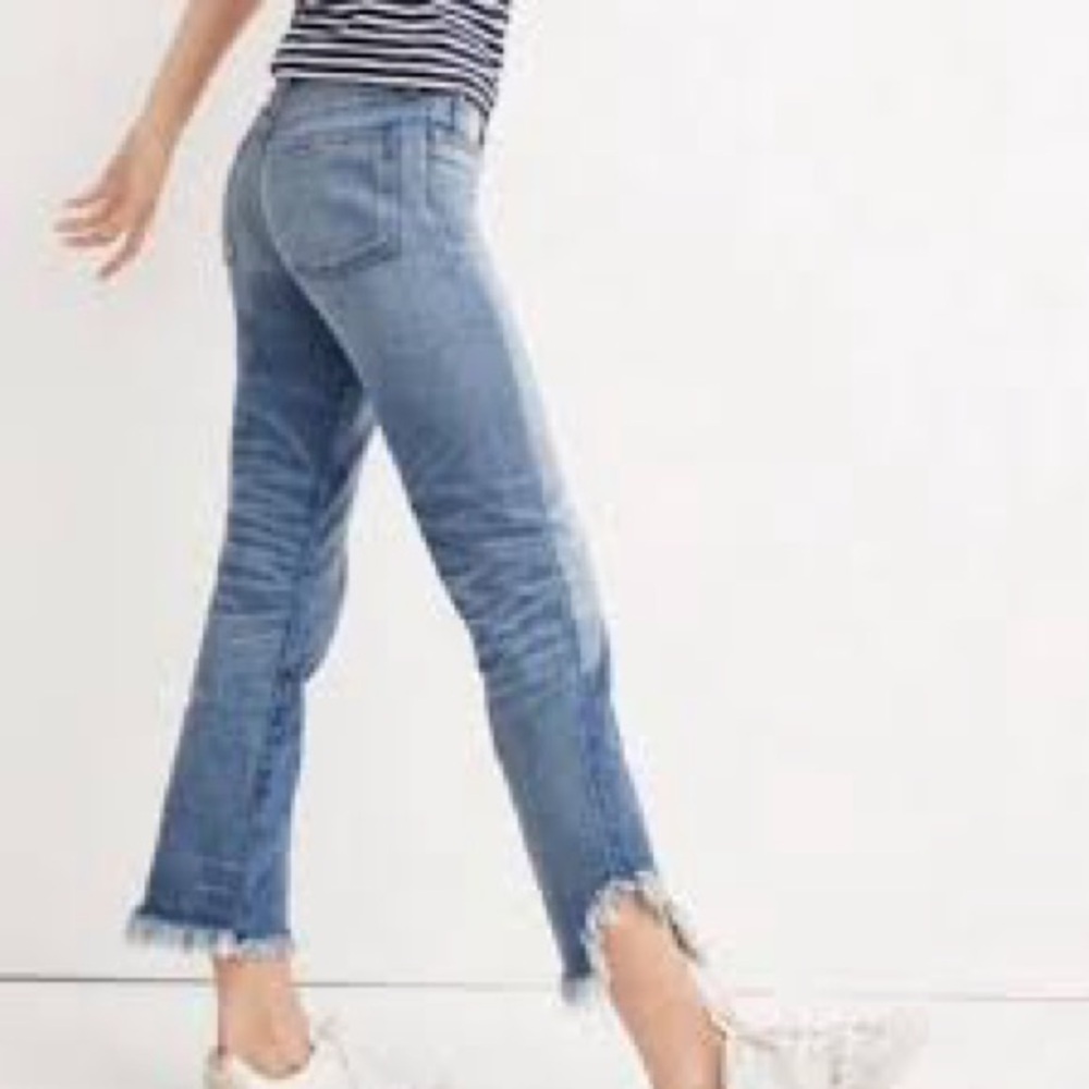 Madewell Rivet & Thread Straight Leg Button Fly Fringe Hem Jeans Women’s